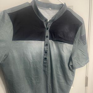 Black and gray half button moisturizer wicking T-shirt